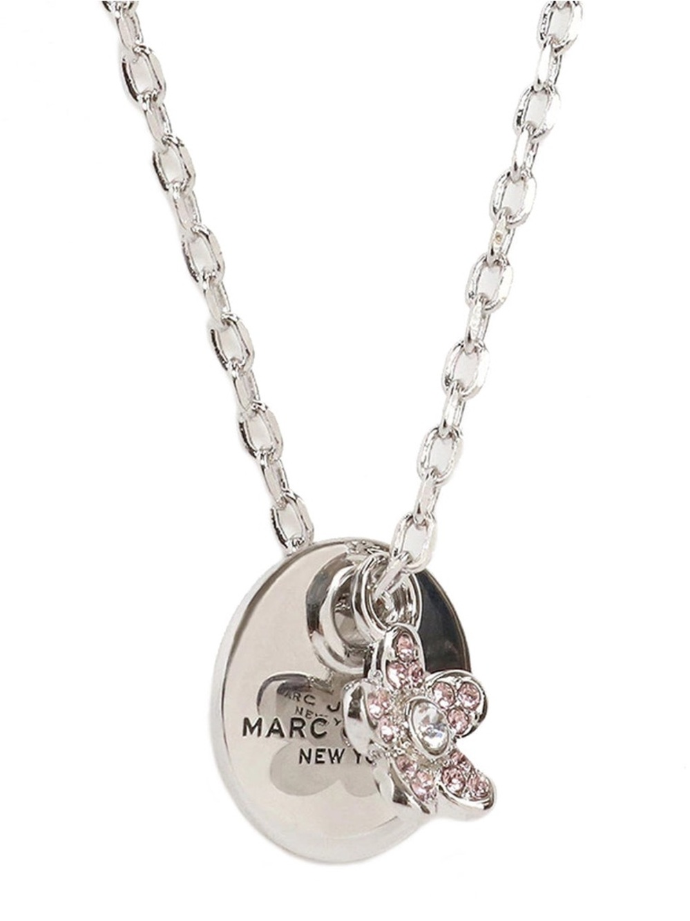 Marc Jacobs MJ Coin Flower Silver Pendant Necklace